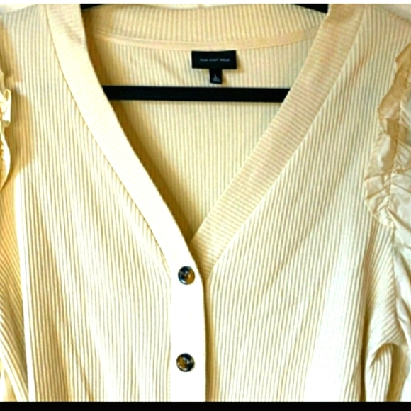 Who What Wear Off White Cardigan with Puffy Sleeves Sz M - Picture 4 of 5